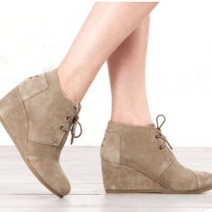 Tom’s Suede Desert Wedge Booties